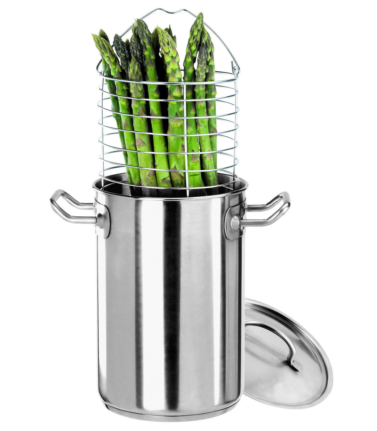 Asparagus Pot Stainless Steel Steamer Cooker with Basket and Lid Pasta 16cm  4L