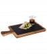 Serving board set 26 x 18 cm oiled wood and slate
