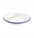 Enamelled metal deep plate white colour blue border, Ø 22 cm