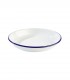 Enamelled metal deep plate white colour blue border, Ø 24 cm