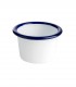 Enamelled metal bowl white colour blue border