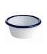 Enamelled metal bowl white colour blue border, Ø 8 cm