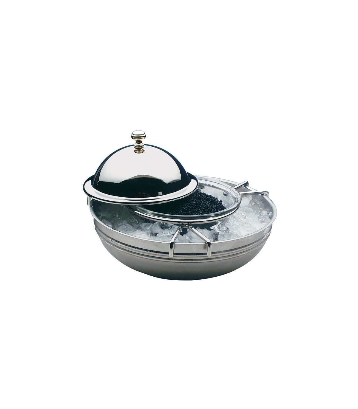 Caviar cooler stainless steel and glass