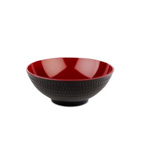 Salad bowl Ø 24 H 9.5 cm black and red inside melamine Asia + range :  Stellinox