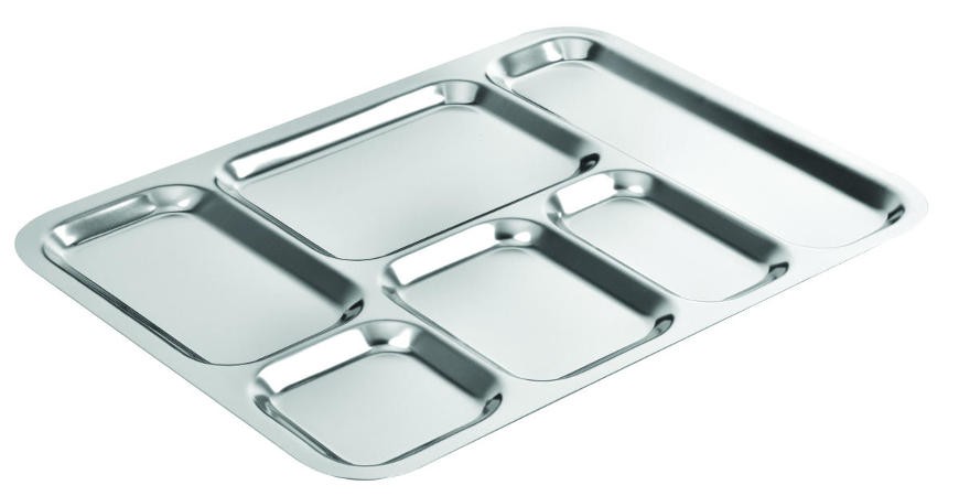 Dining tray with stainless steel compartments